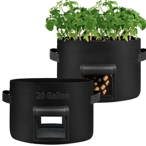 SORANGEUN 20-gallon grow bag with dual handles for easy relocation and heavy plants.
