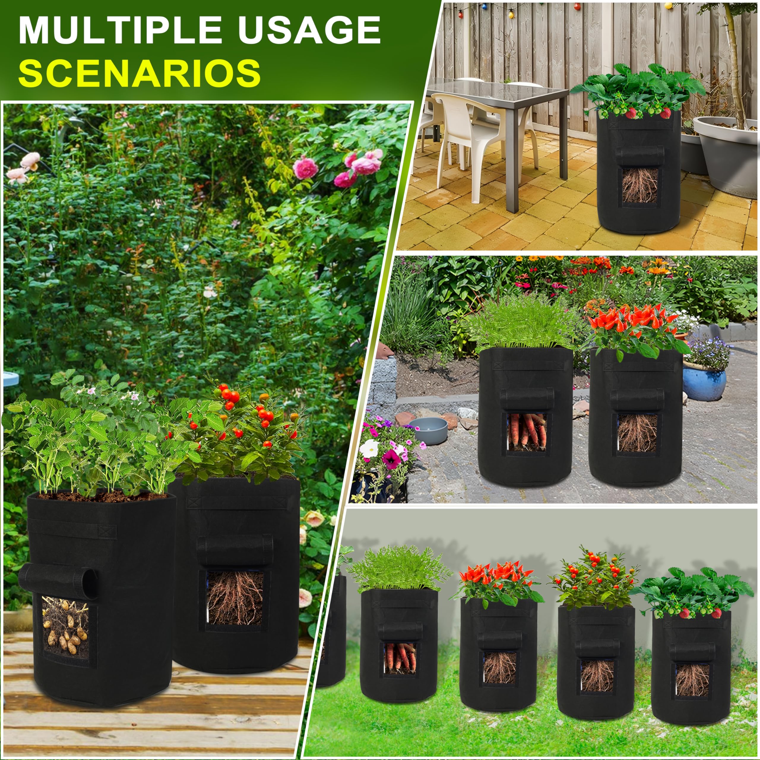 SORANGEUN durable fabric pots fold compactly for storage when not in use.