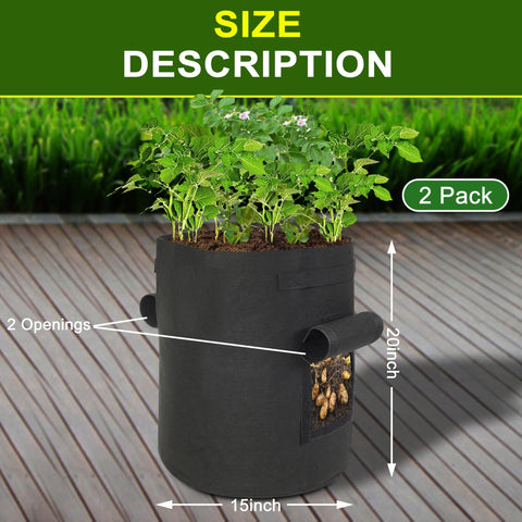 SORANGEUN 15-gallon grow bags with breathable 500G fabric for healthy roots