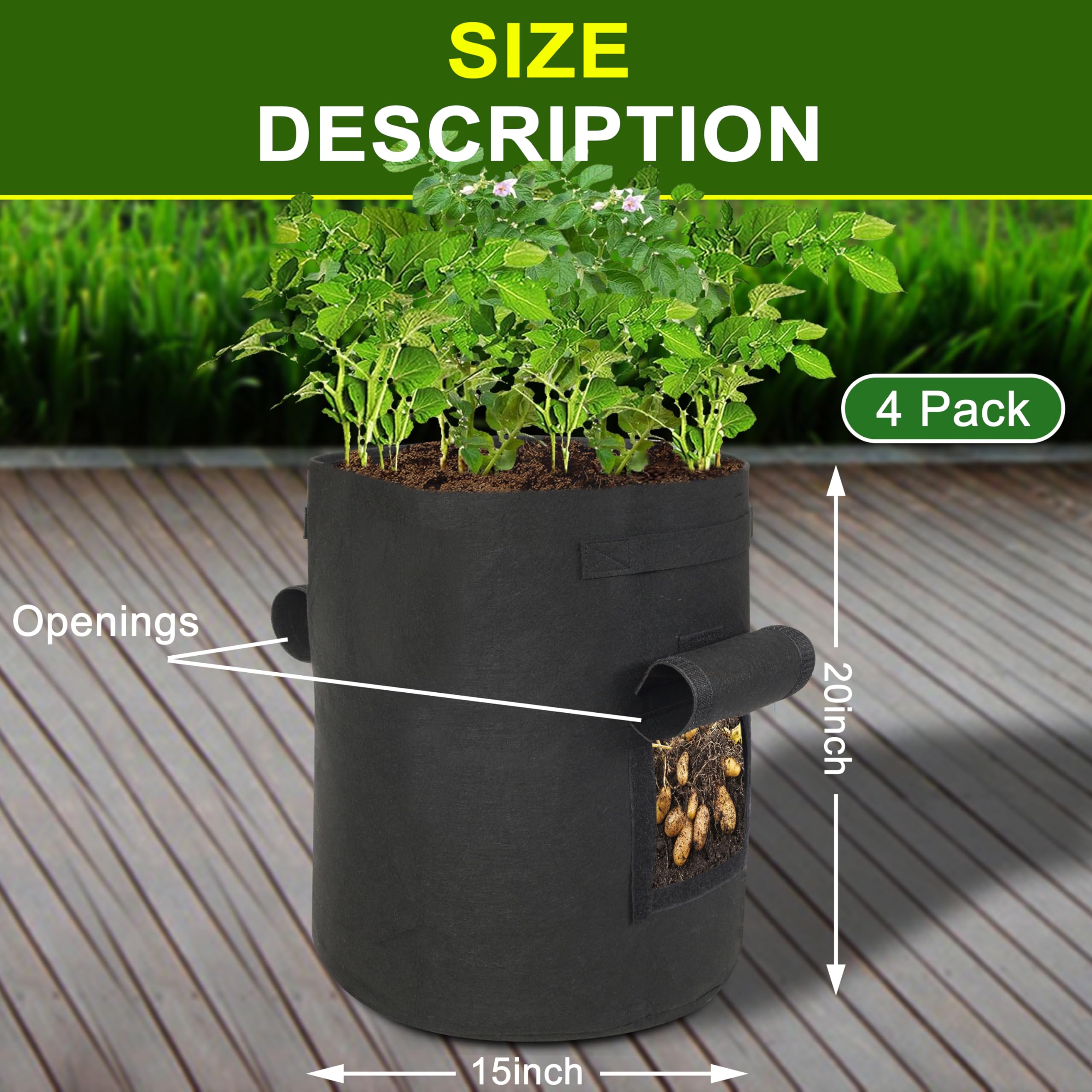 SORANGEUN grow bags with Velcro windows for simple root monitoring.