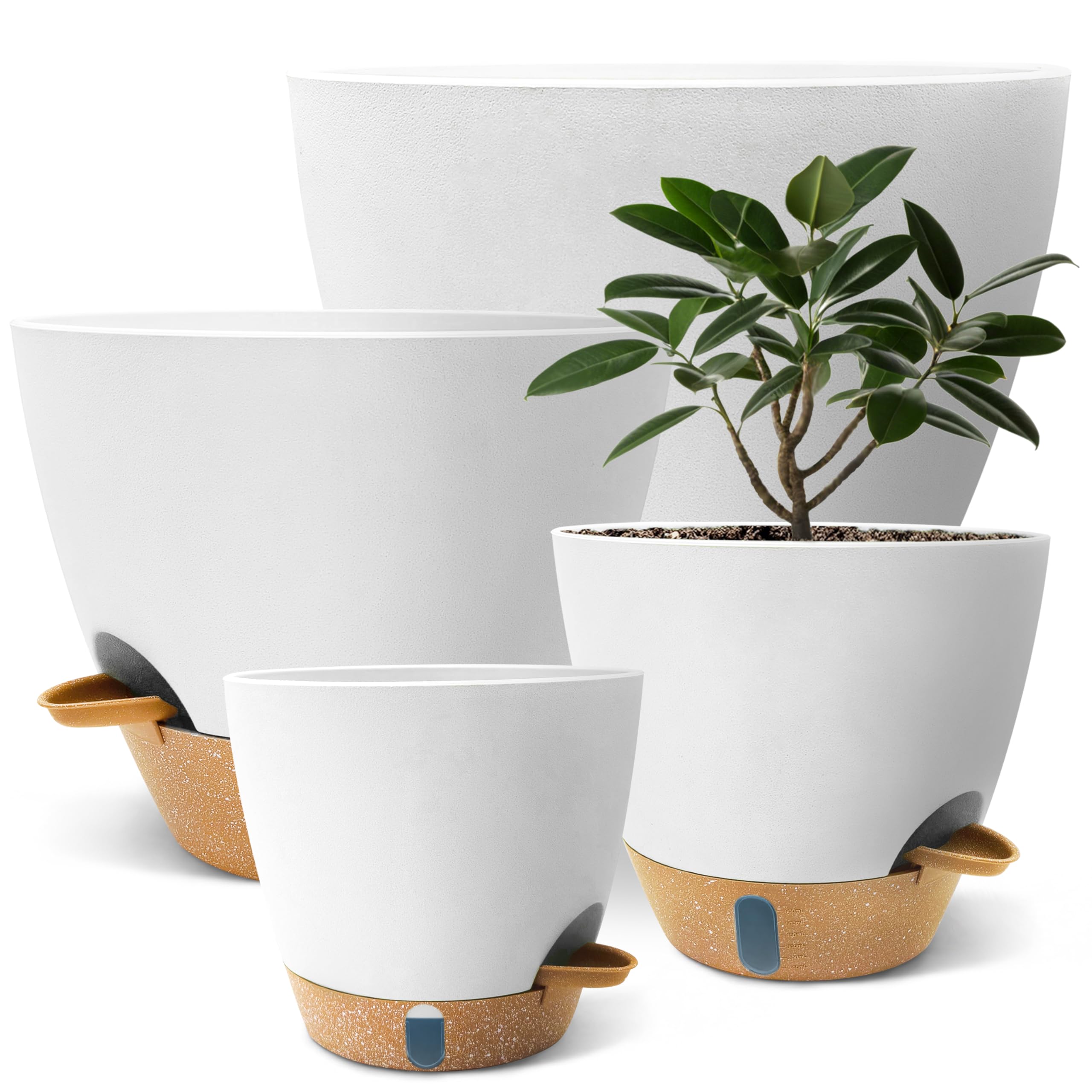 SORANGEUN 12-inch pot with visual water window for quick moisture checks.