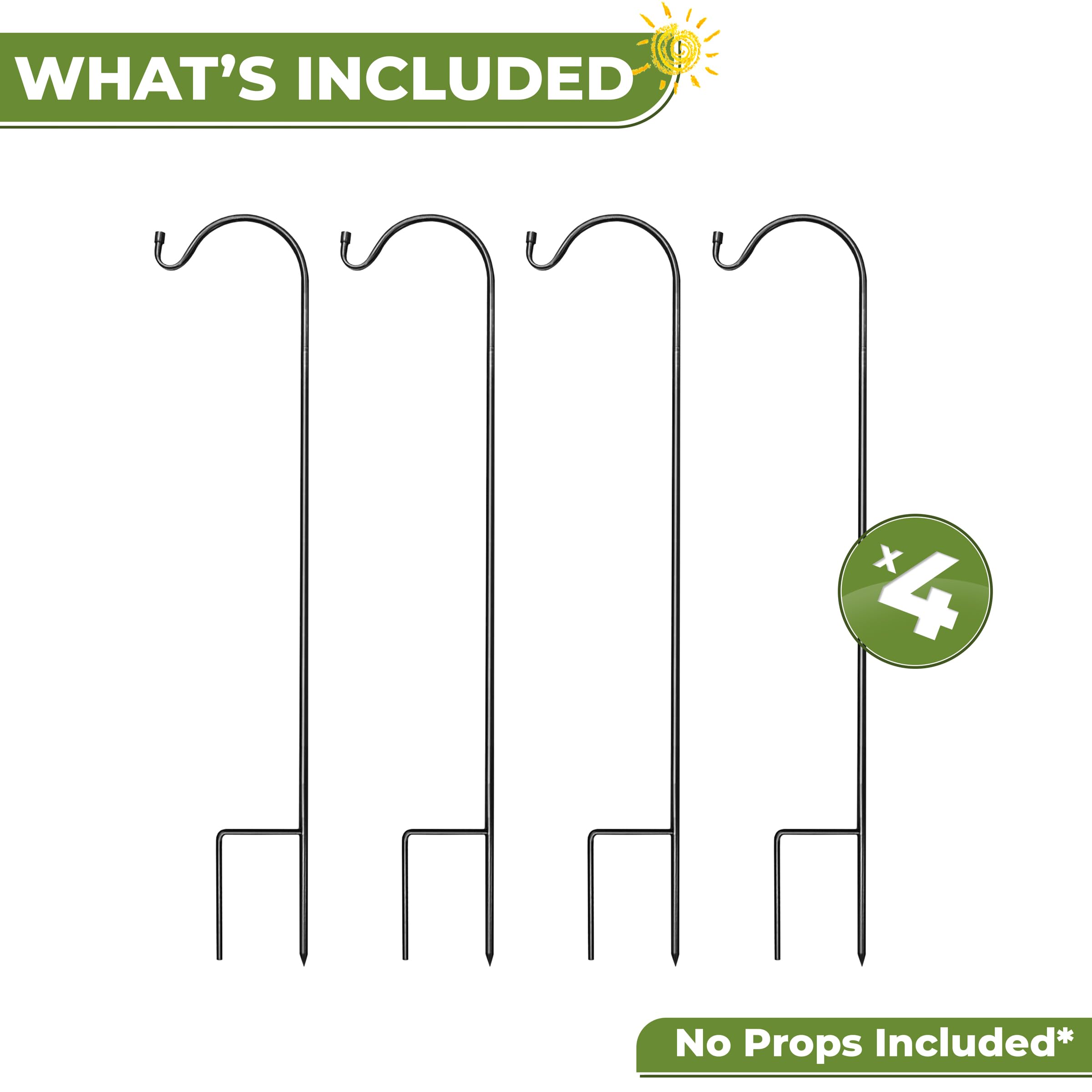 Includes hooks, extenders, and stakes for quick, complete setup.