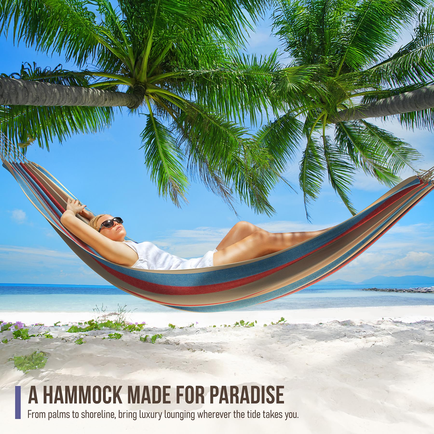 Sorbus Brazilian Double Hammock holds up to 450 lbs for versatility.