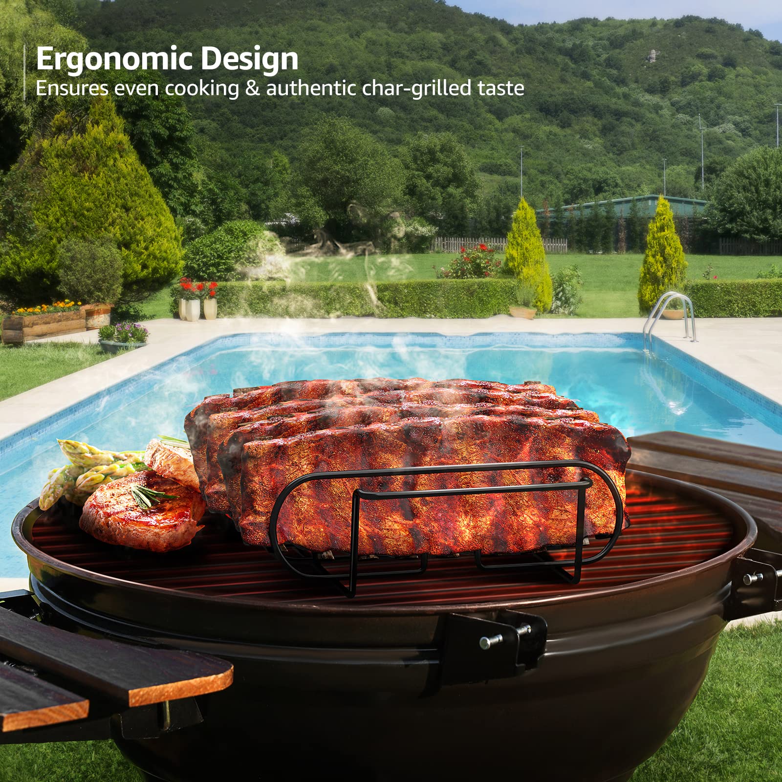 Sorbus rib rack installed on a grill to maximize airflow.