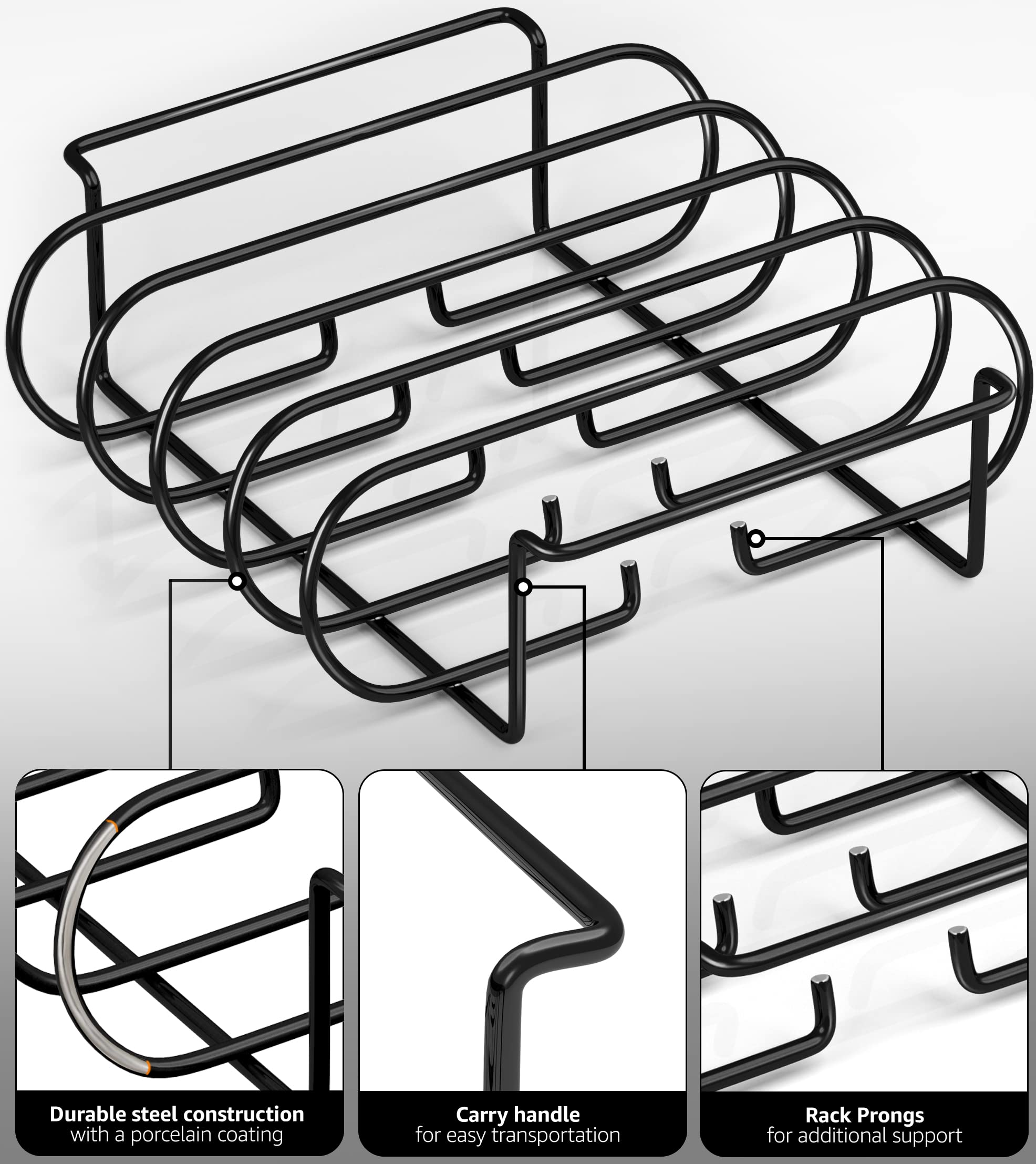 Sorbus rib rack fit inside oven or smoker for versatile use.