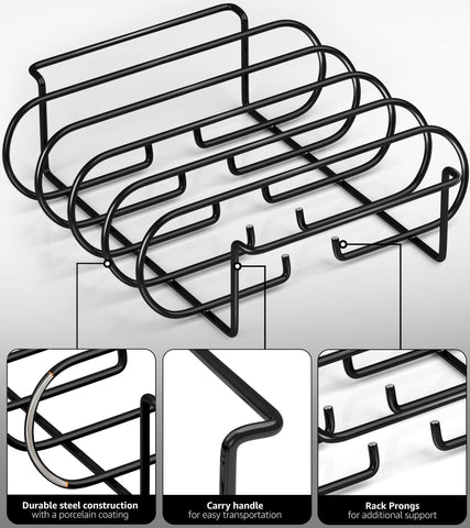 Sorbus rib rack fit inside oven or smoker for versatile use.