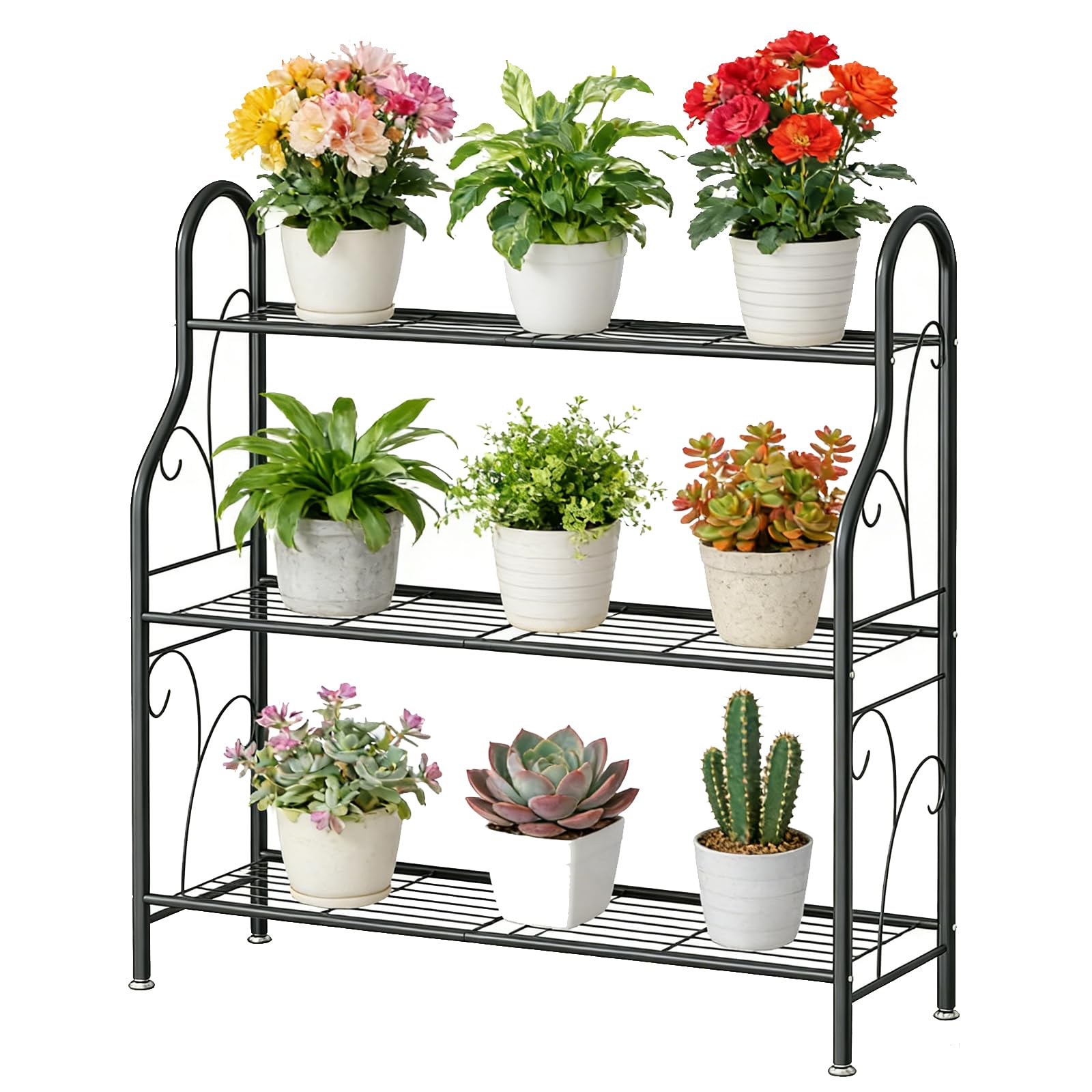 SORCEDAS 3-tier corner plant stand for compact indoor organization.