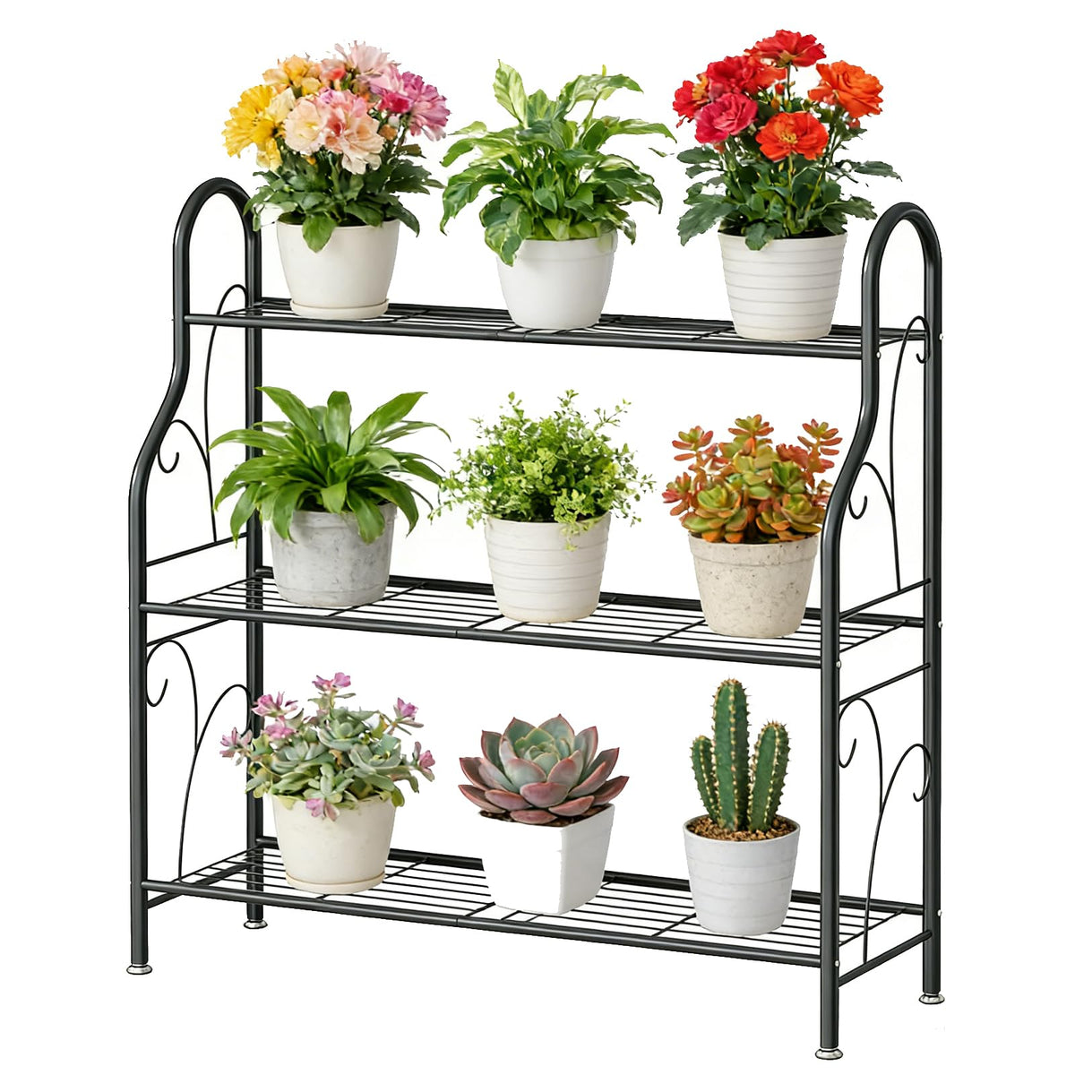 SORCEDAS 3-tier corner plant stand for compact indoor organization.