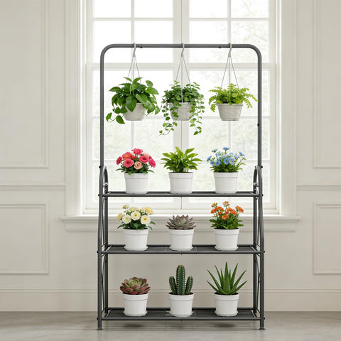 SORCEDAS corner-display with the 3-tier stand in a living area.