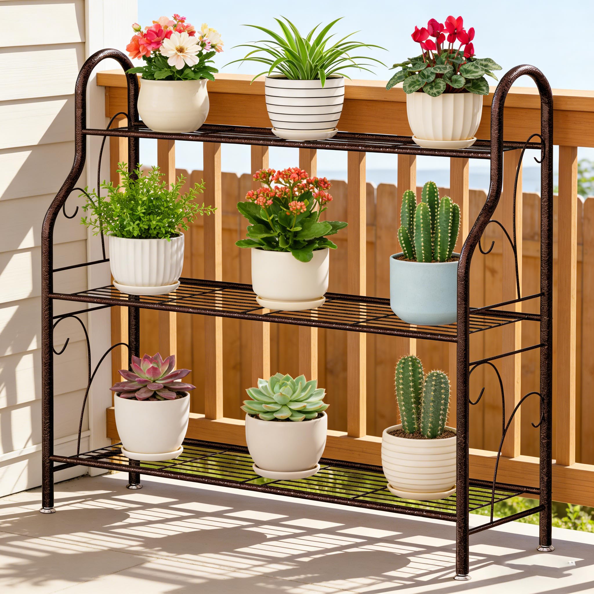 SORCEDAS plant stand supports indoor and outdoor use for flexible corner displays.