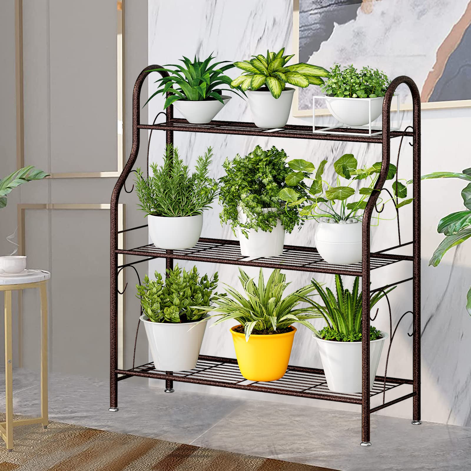 SORCEDAS large-capacity stand holds multiple plants with tidy organization.