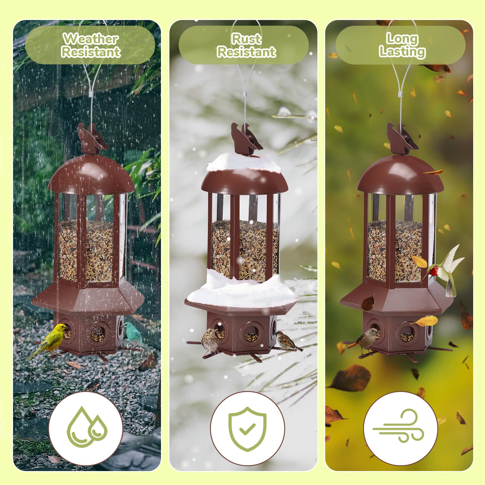Sorflife large capacity outdoor bird feeder reduces refills