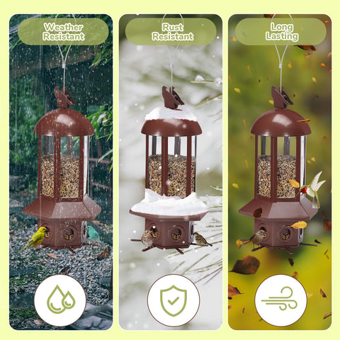 Sorflife large capacity outdoor bird feeder reduces refills