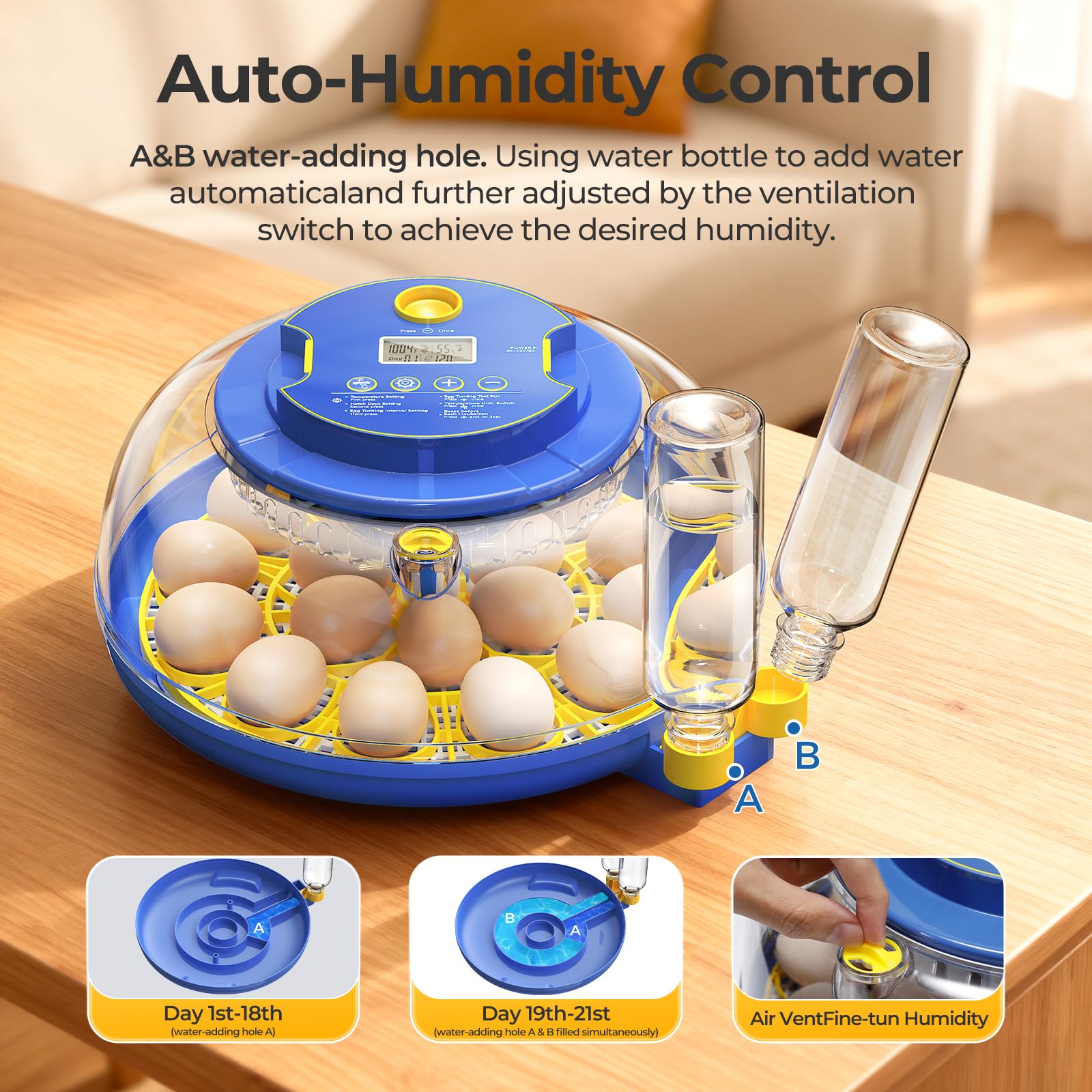 SORSWEET quiet turbofan ensures even air distribution during incubation.