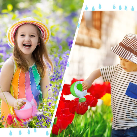 Sosation lightweight, durable plastic watering cans designed for storage and on-the-go play.