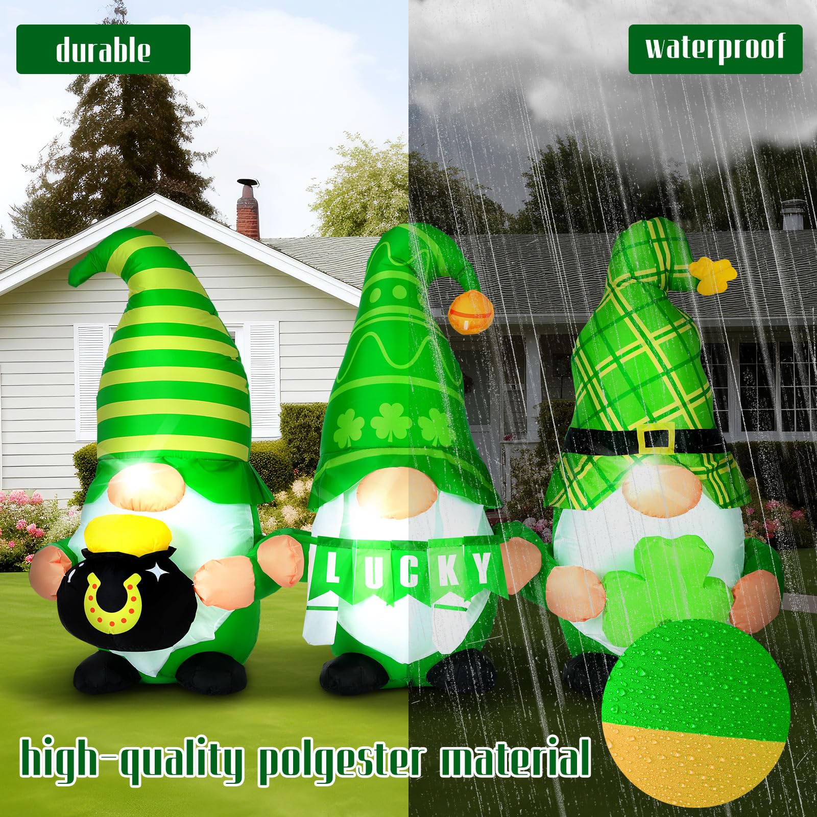 Sosation blow-up gnome for front yard display with quick setup