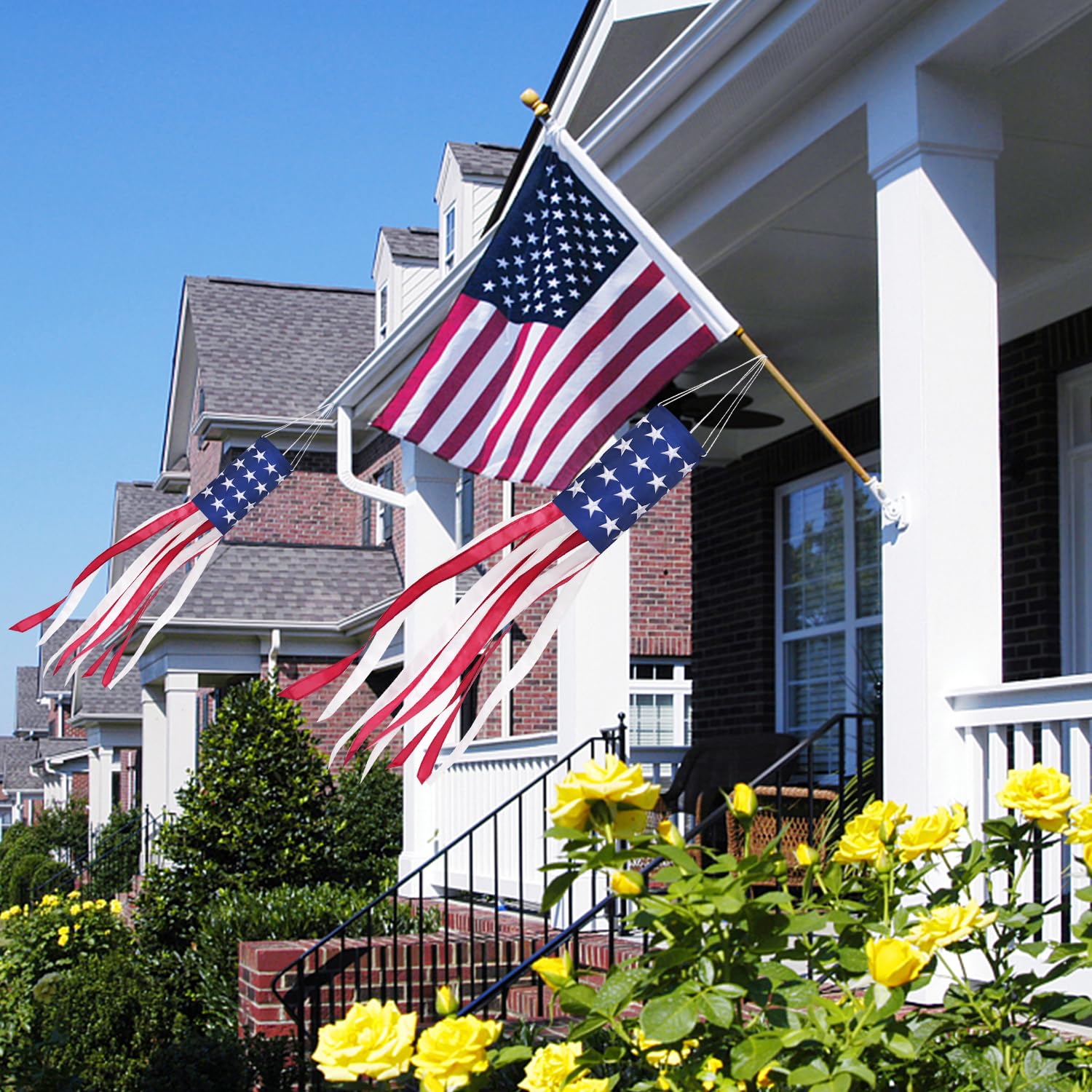 SOTOPOO Memorial Day and Independence Day windsock decor.