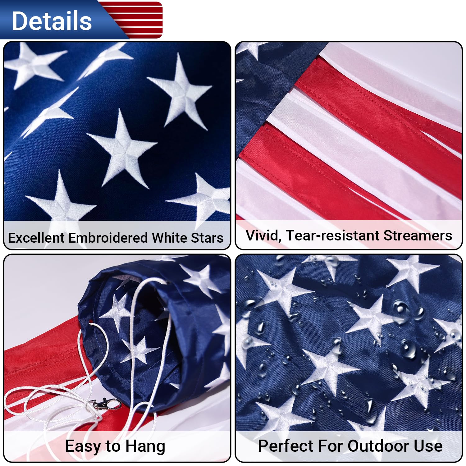 SOTOPOO embroidered stars add premium detail to outdoor decor.