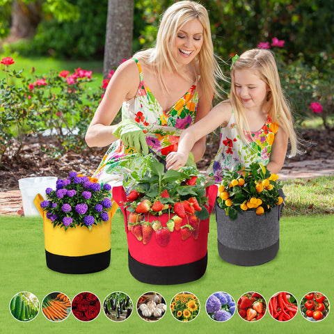 SouilGoal grow bag with thick handles for easy indoor or outdoor transport.