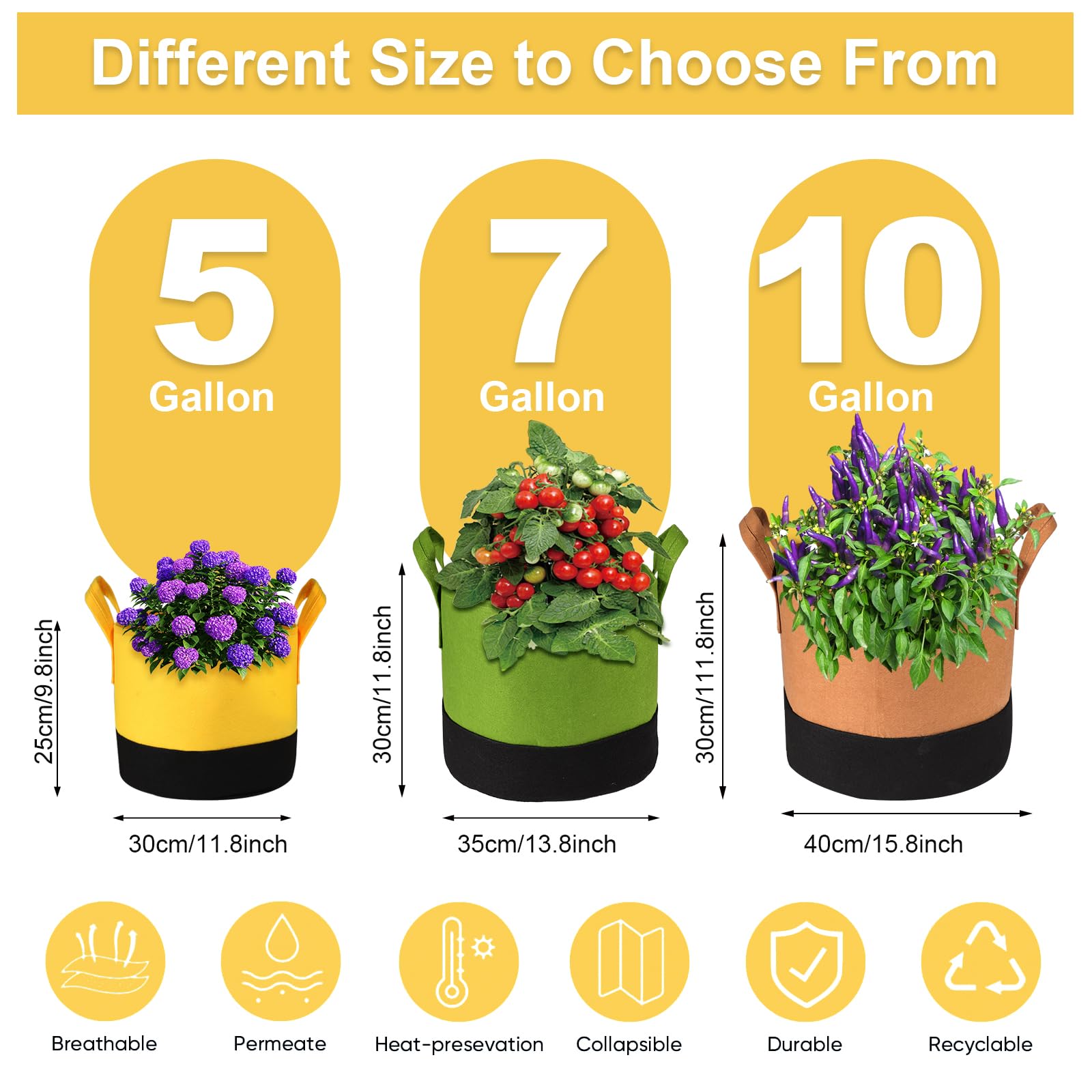SouilGoal heavy-duty 350g fabric grow bag resists cracking in warm conditions.