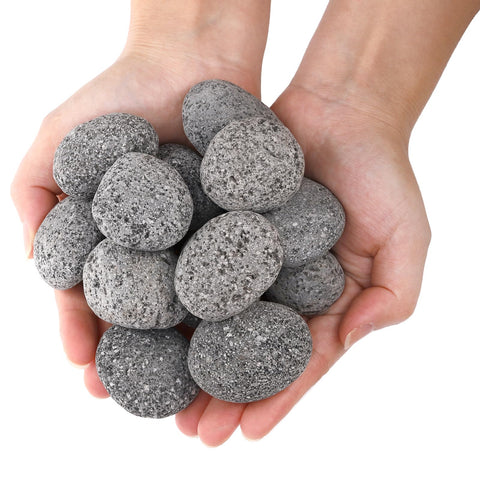 SOUJOY lava rocks with smooth, tumbled finish for safe handling and aesthetics.