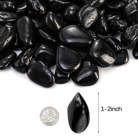 SOUJOY polished pebbles 1-2 inch close-up shows glossy finish for outdoor decor.