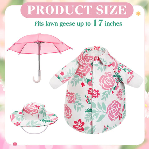 Soulchen floral goose costume with pink roses enhances spring lawn display