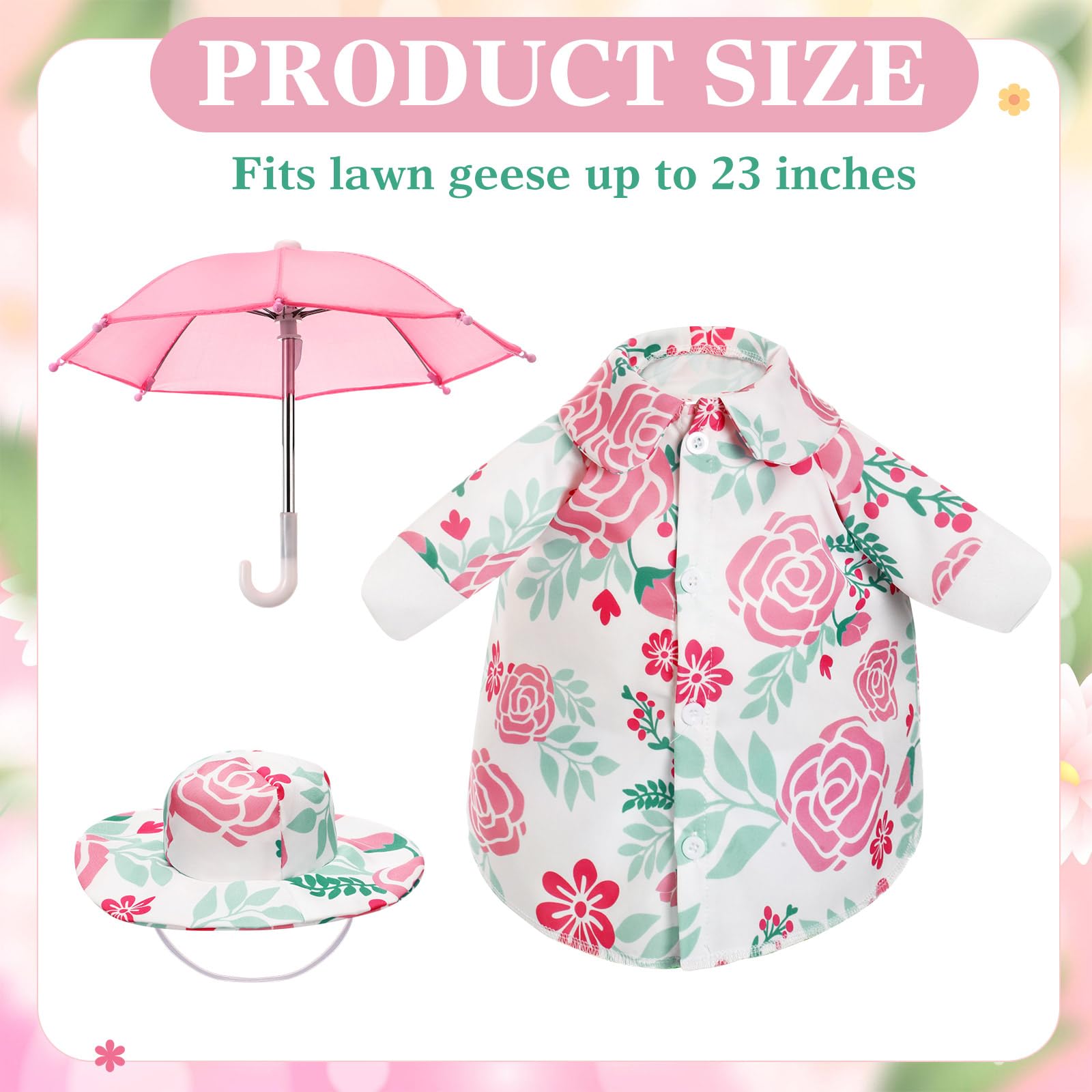 Soulchen pink floral goose costume adds playful charm to outdoor spaces.