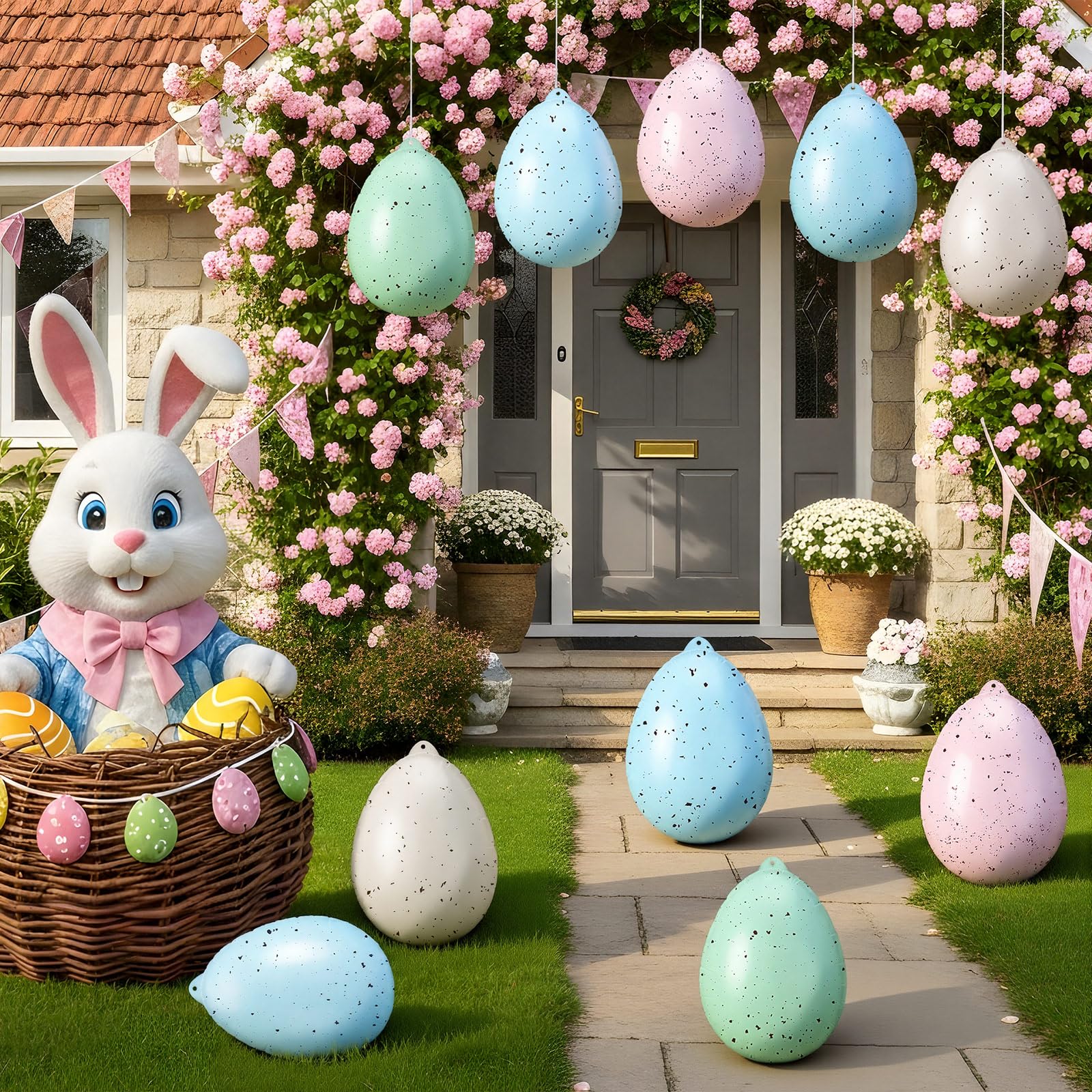 Soulchen inflatable Easter egg light blue design ideal for bright patio celebrations.