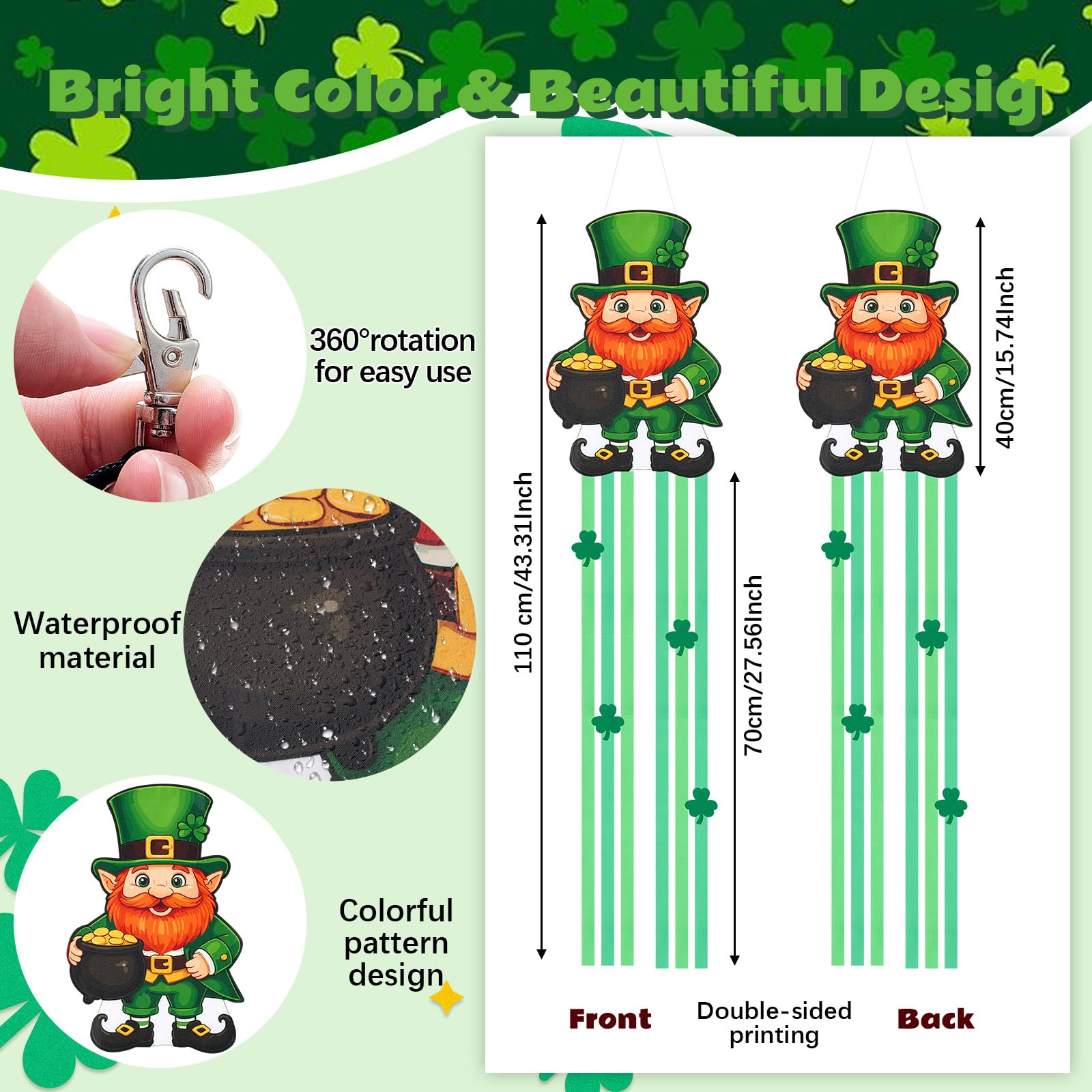 Soulchen Leprechaun Windsock adds festive St. Patrick's Day style to porch and garden.