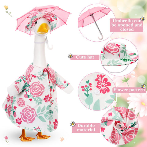 Soulchen pink floral pattern goose dress for festive garden scenes.
