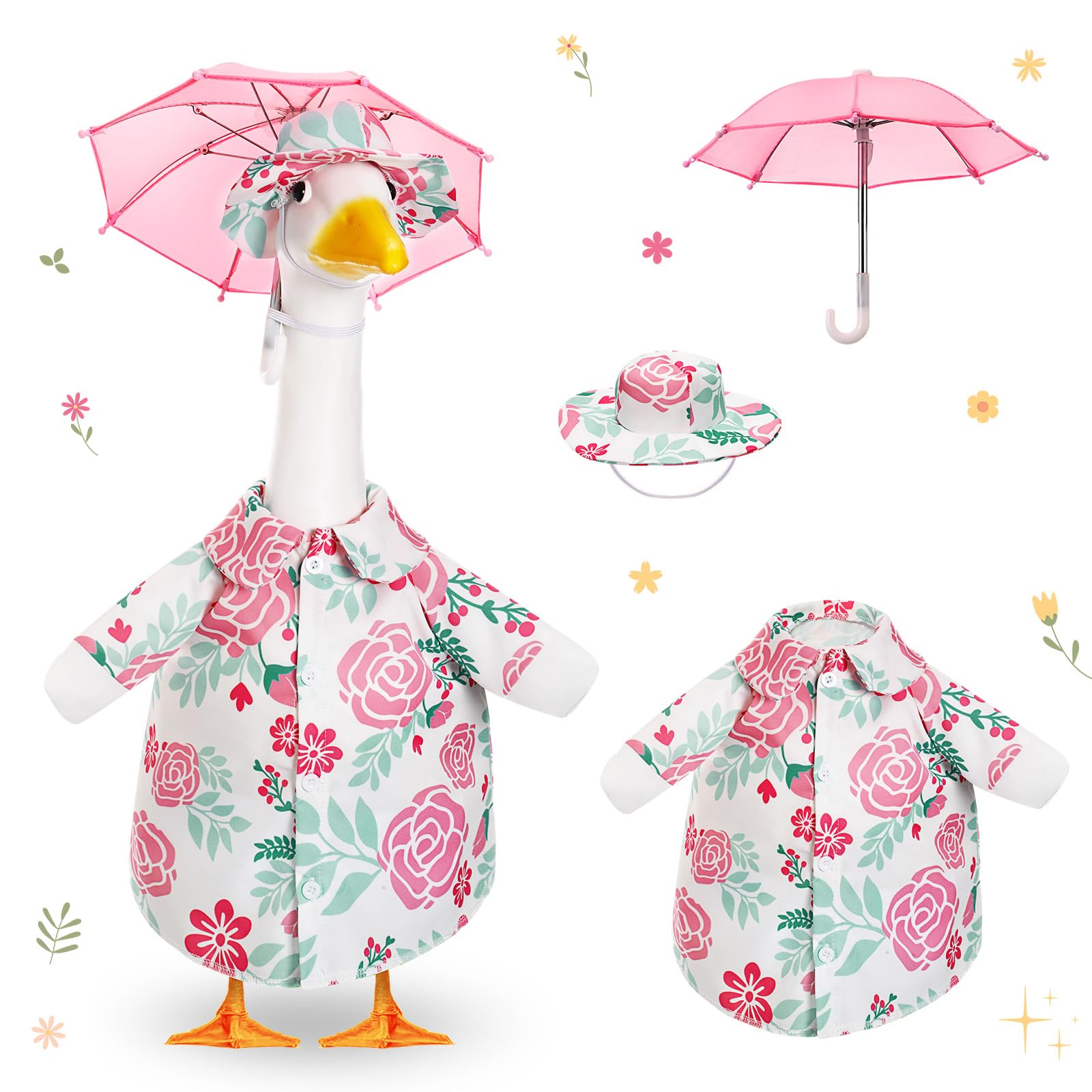 Soulchen porch goose outfit with umbrella adds playful charm to outdoor decor