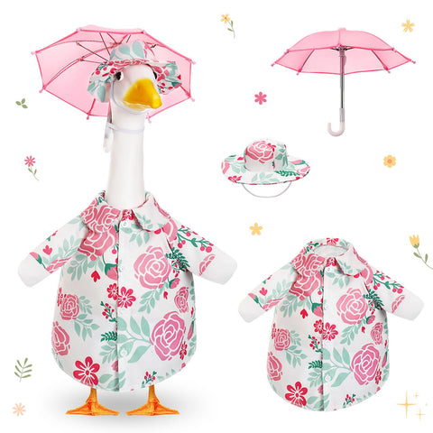 Soulchen porch goose outfit with umbrella adds playful charm to outdoor decor