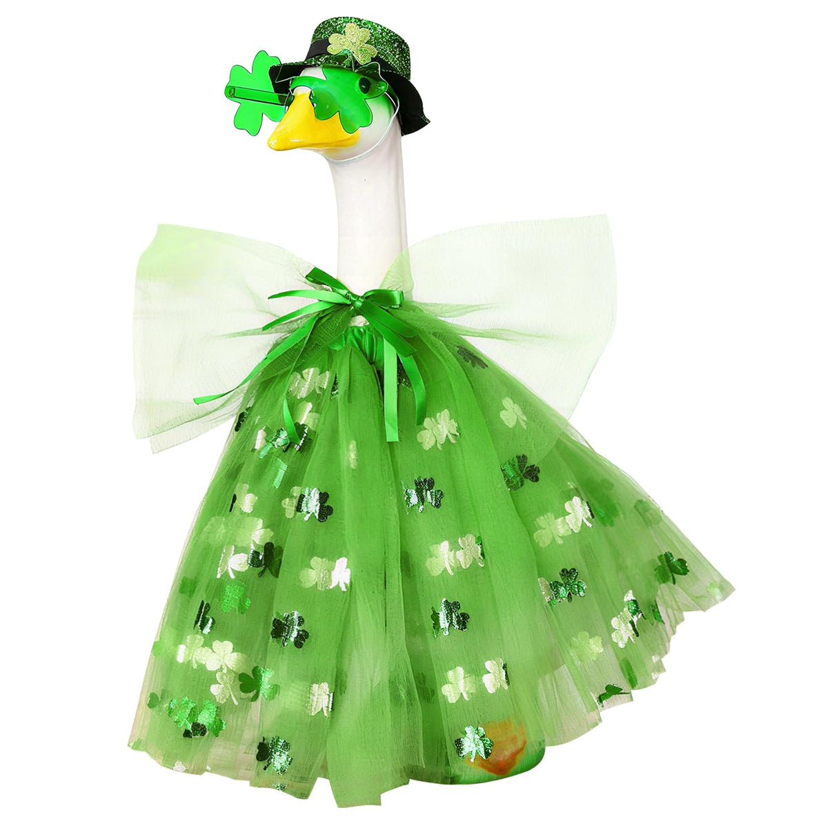 Soulchen st-patricks clover goose outfit enhances a festive yard display