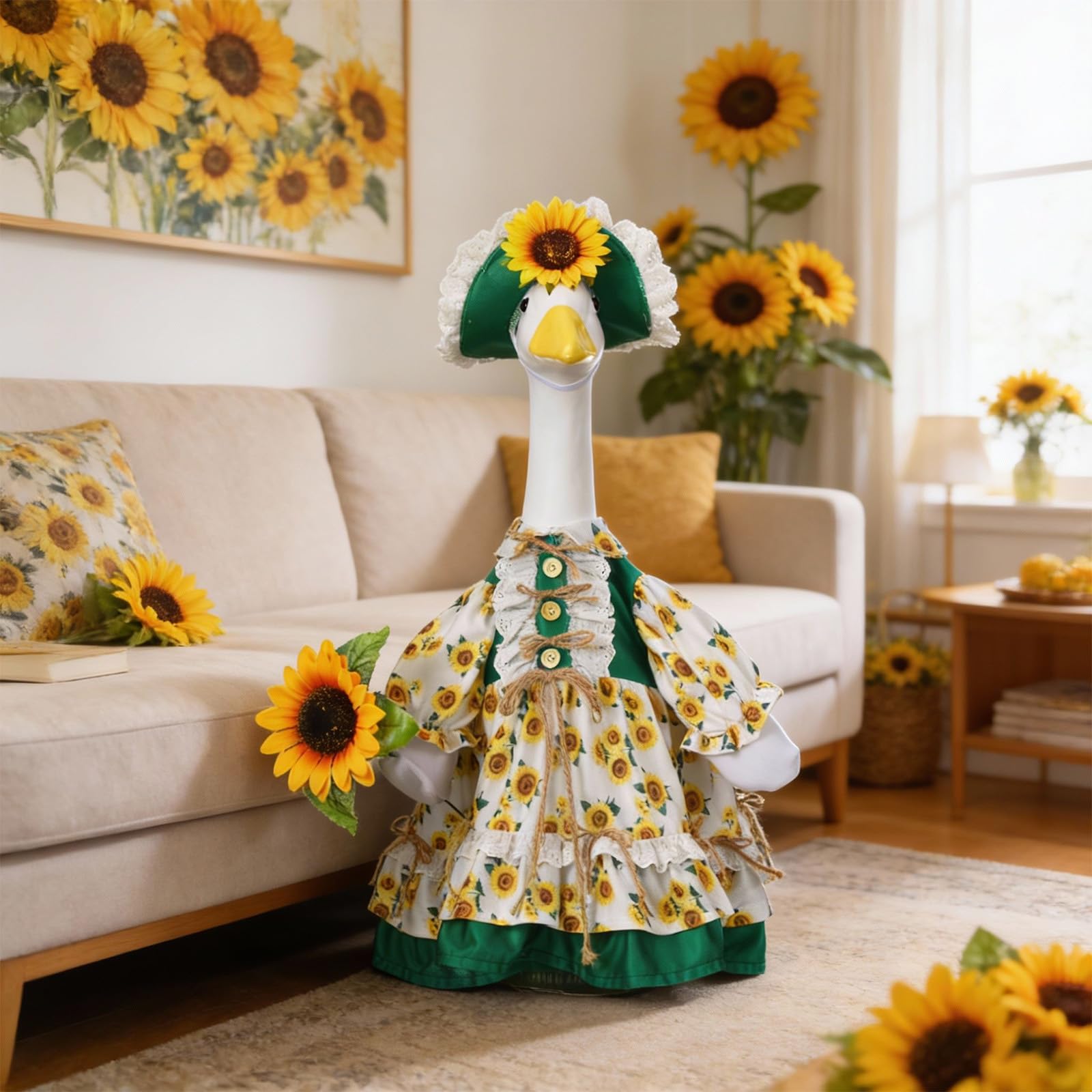 Soulchen vibrant sunflower pattern highlights playful garden decoration.
