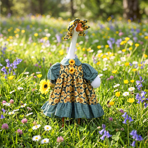Soulchen sunflower hat goose — completes a cheerful garden look.