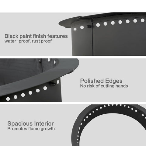 SoulMate fire pit ring durable steel withstands high temperatures for outdoor use