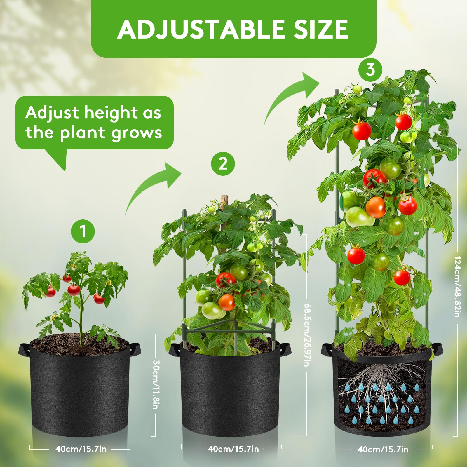 SoundValue 10-gallon breathable grow bags promote drainage and easy repositioning.