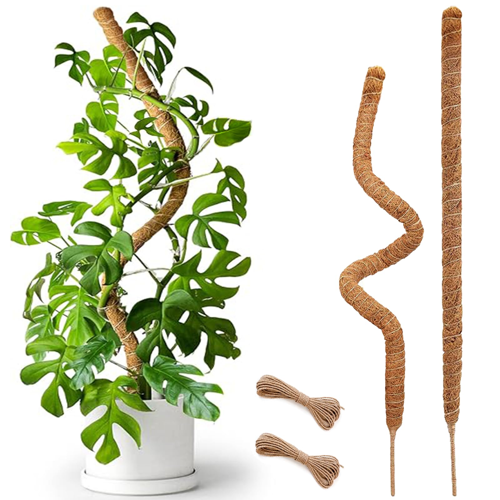 Soupiar 25-inch bendable moss pole with coconut fiber for climbing plants.