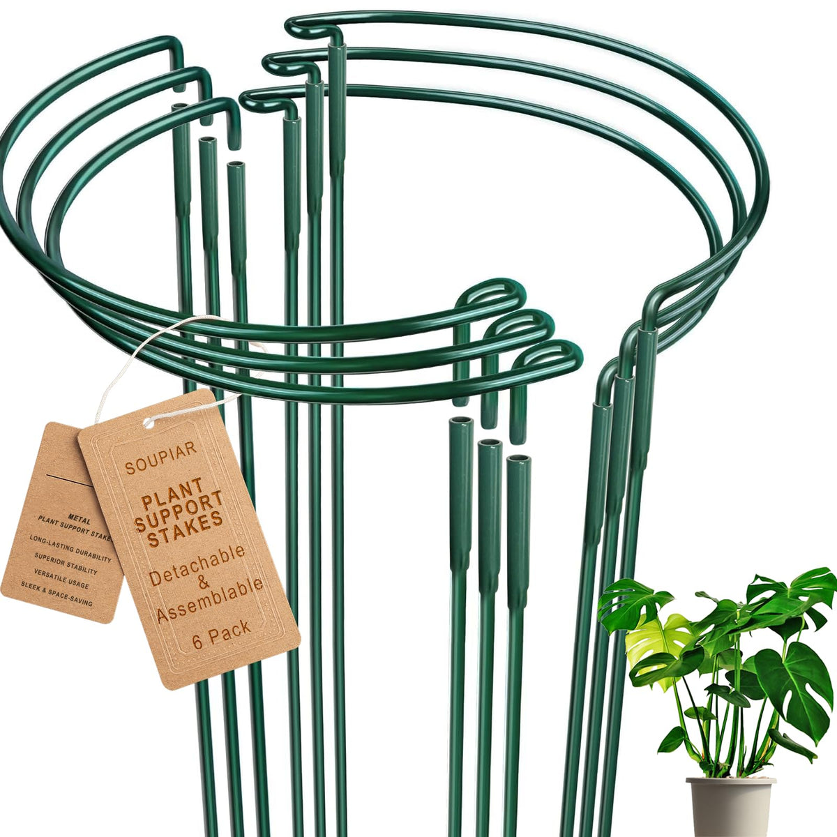 Soupiar 6-pack detachable stakes offering flexible plant support for adaptable layouts