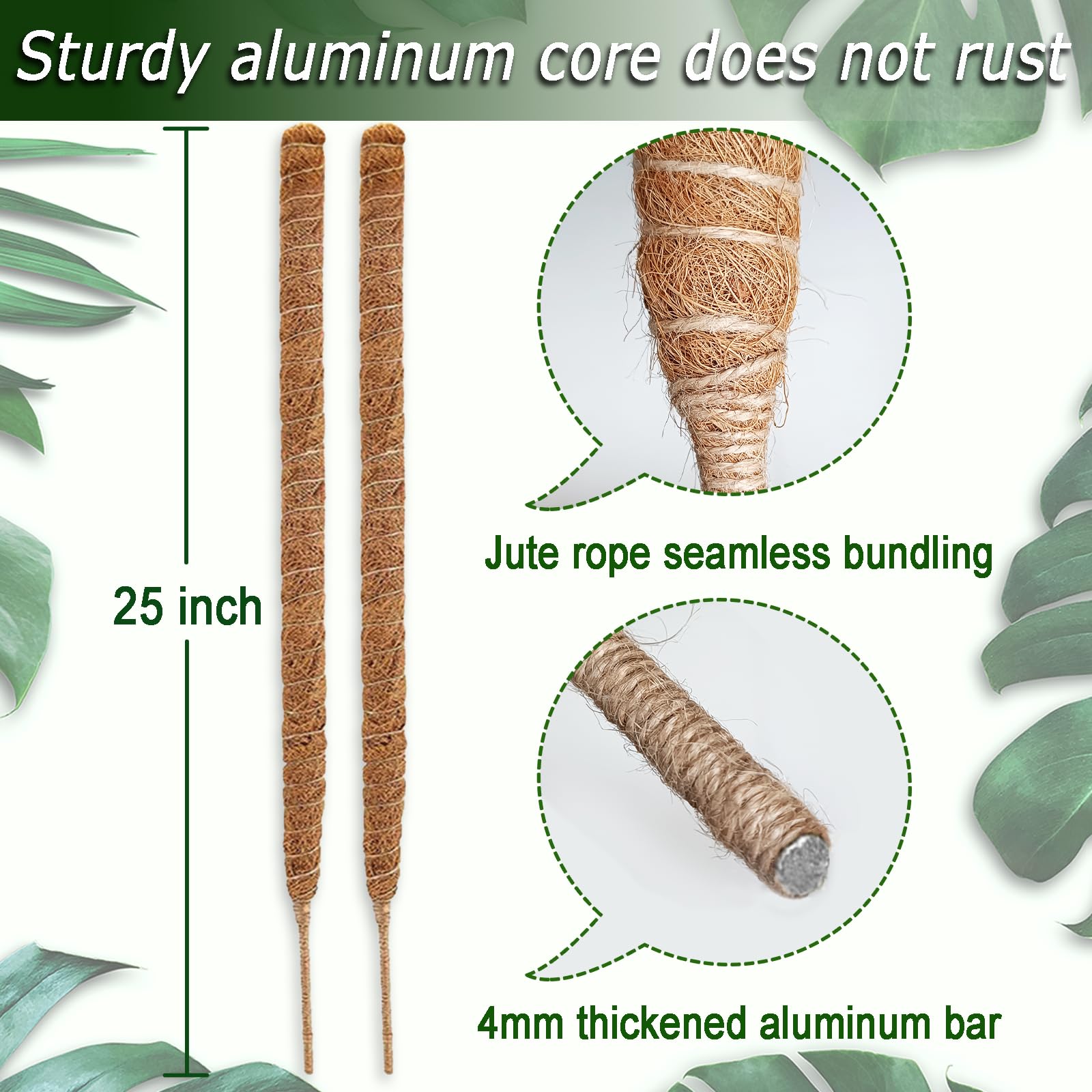 Soupiar moss pole with aluminum core stays sturdy when shaped.