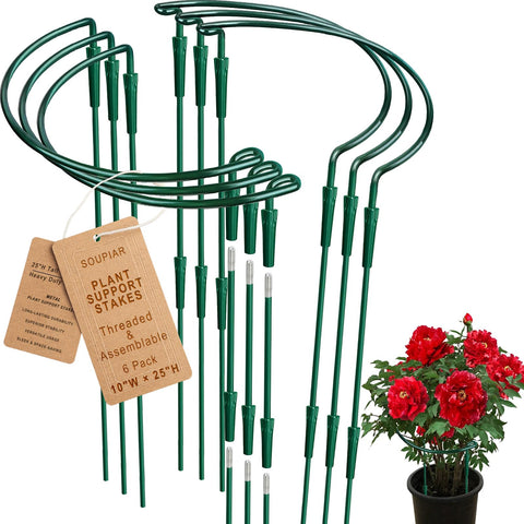 Soupiar 25-inch threaded lock stake supports tall blooms without wobble