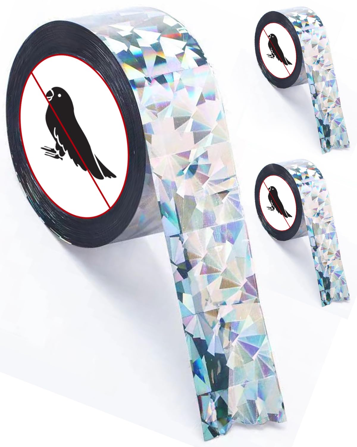 Sousac bird tape in regular pattern reflecting light to deter birds