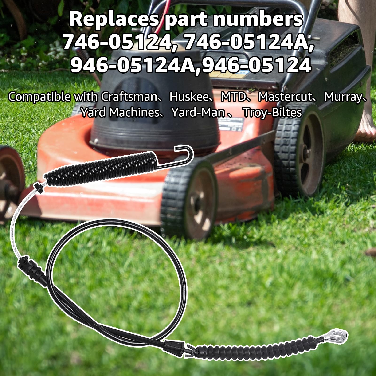Sousery industrial-quality deck cable built to resist wear during mowing tasks.