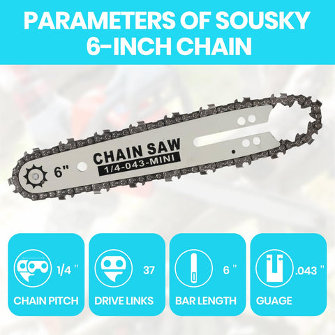 SOUSKY chain teeth close-up shows sharp, durable edges for pruning