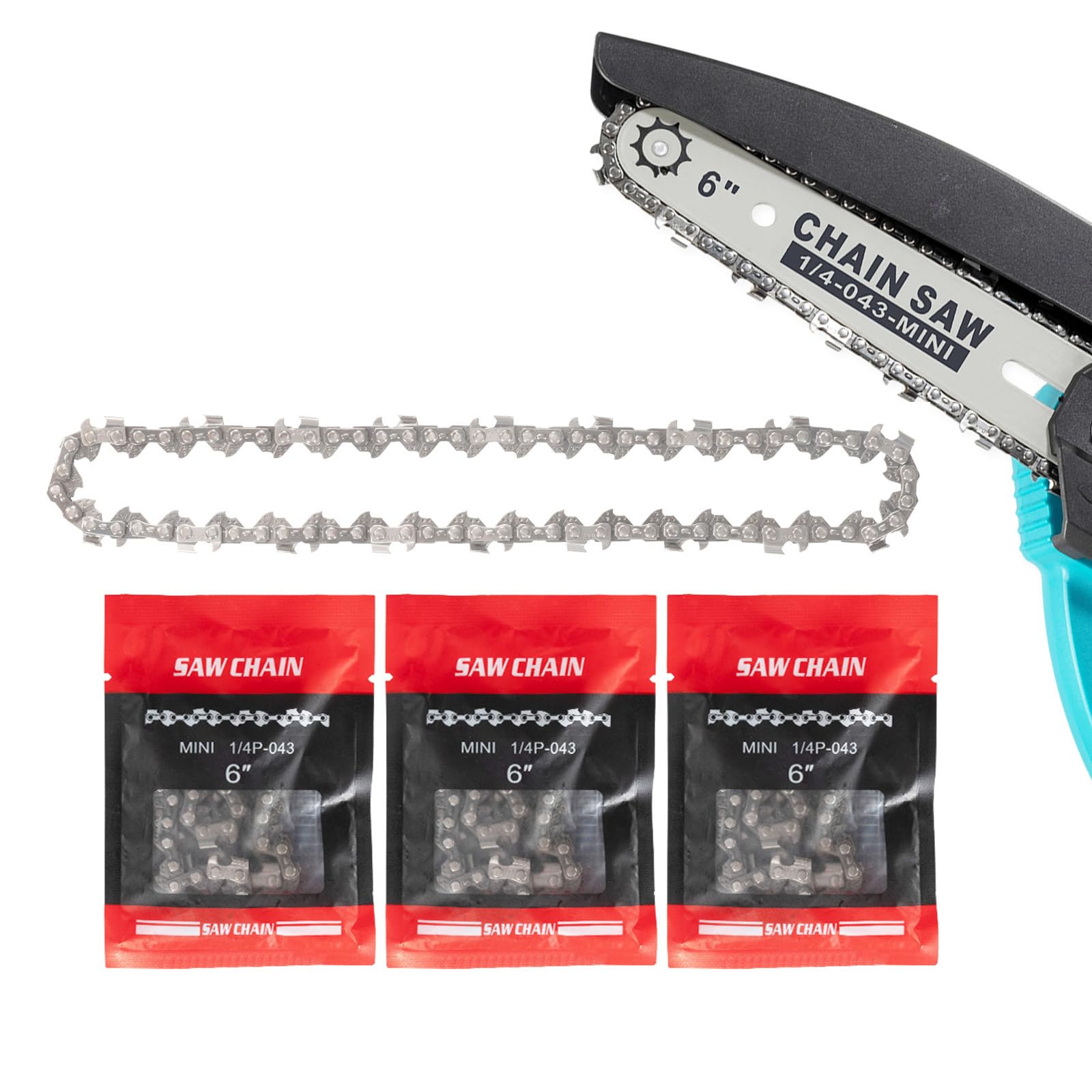 SOUSKY 6 in chain 4-pack for cordless mini chainsaws