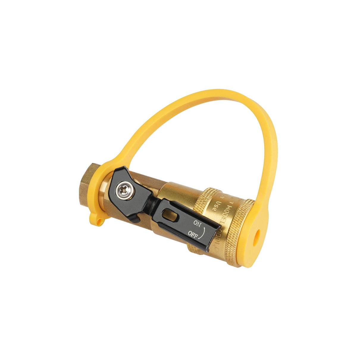 South Bend Components shutoff valve with brass body and quick-connect for RV propane