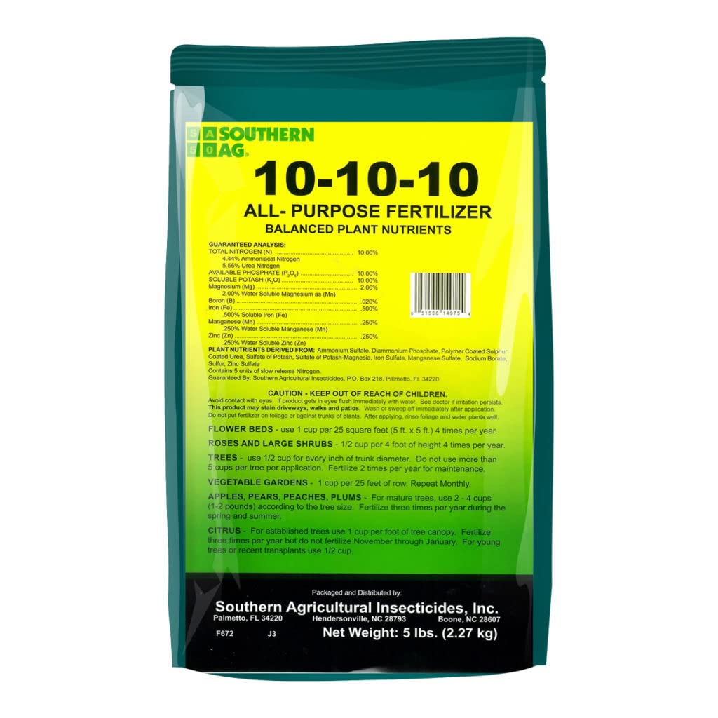 Southern Ag all-purpose granular fertilizer 5lb bag for even lawn feeding