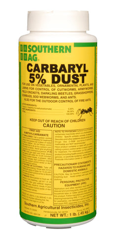 Southern Ag Carbaryl 5% Sevin Dust applying to vegetables to deter garden pests