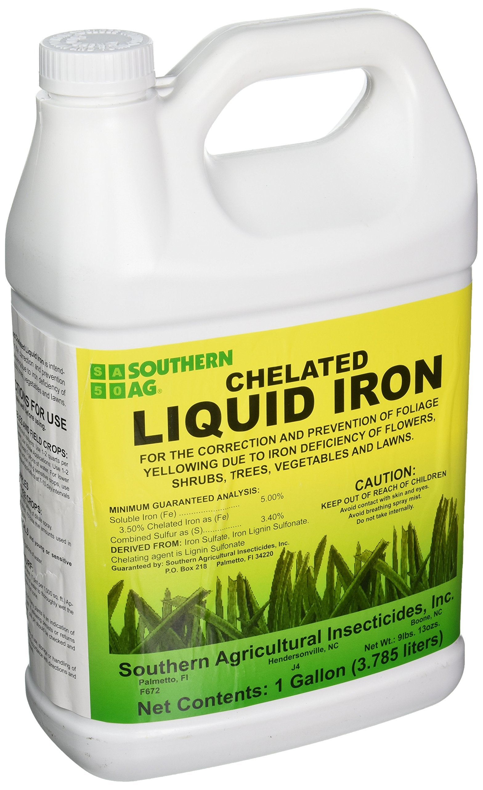 Southern Ag Chelated Liquid Iron 1 gal front view for garden iron supplementation